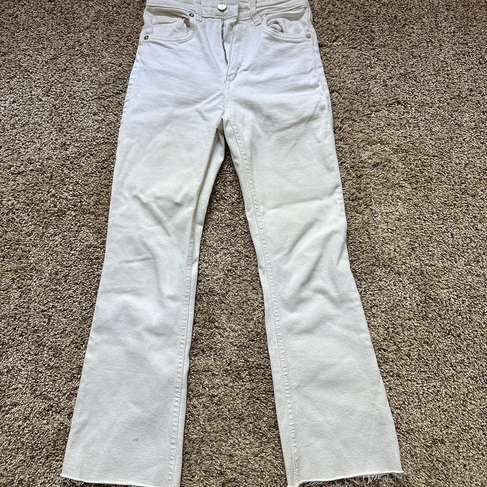 Zara White Flare & Wide Leg Jeans